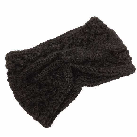 Accessories - 🙌 Black Cable Knit Bow Winter Headband OS